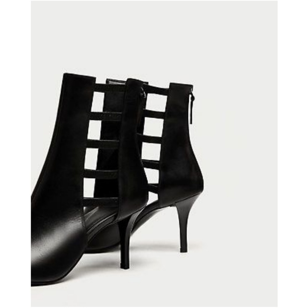 SOLD!!!NEW ZARA BLACK LEATHER BOOTS BOOTIES - Picture 4 of 8